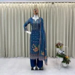 FANCY CHINON PRINTED AND REAL MIRROR WITH DIAMOND WORK ,KODI LACE WORK TOP PALAZZO WITH DUPATTA FESTIVE WEAR WHOLESALE PRICE ETHNIC GARMENT (2)