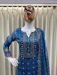FANCY CHINON PRINTED AND REAL MIRROR WITH DIAMOND WORK ,KODI LACE WORK TOP PALAZZO WITH DUPATTA FESTIVE WEAR WHOLESALE PRICE ETHNIC GARMENT (2)