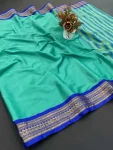 FANCY COTTON BORDER WITH CHITT PALLU WORK SAREE WITH UNSTITCHED BLOUSE RAMA