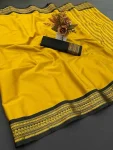 FANCY COTTON BORDER WITH CHITT PALLU WORK SAREE WITH UNSTITCHED BLOUSE YELLOW