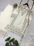 FANCY GEORGETTE EMBROIDERY WITH REAL MIRROR WORK TOP PALAZZO WITH DUPATTA FESTIVE WEAR WHOLESALE PRICE ETHNIC GARMENT (3)