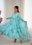 FANCY GEORGETTE FLORAL PRINT WORK GOWN BOTTOM WITH DUPATTA FESTIVE WEAR WHOLESALE PRICE ETHNIC GARMENT (9)