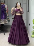 FANCY GEORGETTE PLAIN LEHENGA WITH DIGITAL PRINTED CHOLI AND KOTI PARTY WEAR WHOLESALE PRICE ETHNIC GARMENT (2)