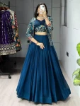 FANCY GEORGETTE PLAIN LEHENGA WITH DIGITAL PRINTED CHOLI AND KOTI PARTY WEAR WHOLESALE PRICE ETHNIC GARMENT (7)