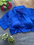 FANCY MALAI SATIN PLAIN STITCHED BLOUSE BLUE