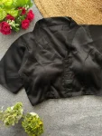 FANCY MALAI SATIN PLAIN STITCHED BLOUSE BLACK