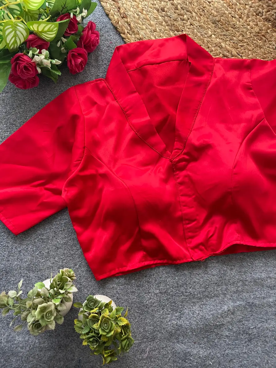 FANCY MALAI SATIN PLAIN STITCHED BLOUSE PARTY WEAR WHOLESALE PRICE ETHNIC GARMENT (8)