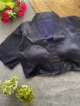 FANCY MALAI SATIN PLAIN STITCHED BLOUSE NAVY BLUE