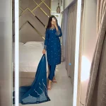 FANCY MOSS SATIN EMBROIDERY WITH BEADS AND SEQUENCE WORK TOP BOTTOM WITH DUPATTA FESTIVE WEAR WHOLESALE PRICE ETHNIC GARMENT (7)