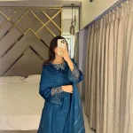 FANCY MOSS SATIN EMBROIDERY WITH BEADS AND SEQUENCE WORK TOP BOTTOM WITH DUPATTA FESTIVE WEAR WHOLESALE PRICE ETHNIC GARMENT (7)