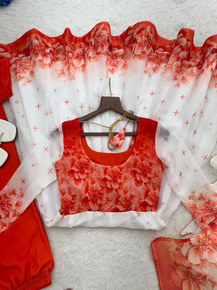 FANCY ORGANZA TABBY SILK DIGITAL PRINT WORK ANARKALI GOWN BOTTOM WITH DUPATTA FESTIVE WEAR WHOLESALE PRICE ETHNIC GARMENT (12)
