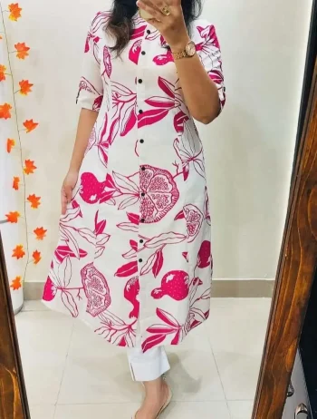 FANCY RAYON DIGITAL PRINT WORK CO-ORD SET PINK