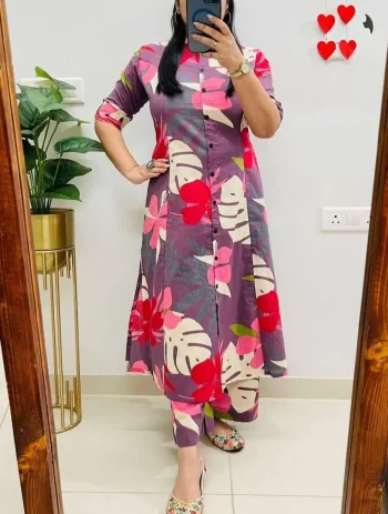 FANCY RAYON DIGITAL PRINT WORK CO-ORD SET MULTI