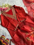 FANCY RAYON EMBROIDERY WITH COTTON THREAD WORK TOP BOTTOM WITH DUPATTA FESTIVE WEAR WHOLESALE PRICE ETHNIC GARMENT (2)