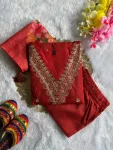 FANCY RAYON EMBROIDERY WITH COTTON THREAD WORK TOP BOTTOM WITH DUPATTA FESTIVE WEAR WHOLESALE PRICE ETHNIC GARMENT (2)