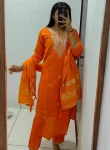 FANCY ROMAN SILK EMBROIDERY WITH SEQUENCE WORK TOP BOTTOM WITH DUPATTA ORANGE