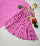 FANCY VICHITRA SILK SEQUENCE WORK GOWN WITH DUPATTA FESTIVE WEAR WHOLESALE PRICE ETHNIC GARMENT (13)