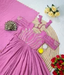 FANCY VICHITRA SILK SEQUENCE WORK GOWN WITH DUPATTA FESTIVE WEAR WHOLESALE PRICE ETHNIC GARMENT (13)