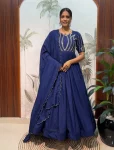 FANCY VICHITRA SILK SEQUENCE WORK GOWN WITH DUPATTA BLUE