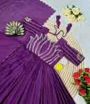 FANCY VICHITRA SILK SEQUENCE WORK GOWN WITH DUPATTA FESTIVE WEAR WHOLESALE PRICE ETHNIC GARMENT (2)