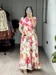 FANCY WEIGHTLESS FLORAL PRINT WORK ONE PIECE DAILY WEAR WHOLESALE PRICE ETHNIC GARMENT (1)