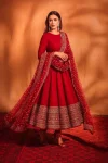 FASHIONABLE CHINON SILK SEQUENCE EMBROIDERY WORK GOWN BOTTOM WITH DUPATTA RED