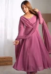 GEORGETTE EMBROIDERY WORK GOWN BOTTOM WITH DUPATTA PINK