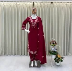 LATEST RAYON SLUB COTTON EMBROIDERY WITH KODI LATKAN LACE WORK TOP BOTTOM WITH DUPATTA OFFICE WEAR WHOLESALE PRICE ETHNIC GARMENT (3)