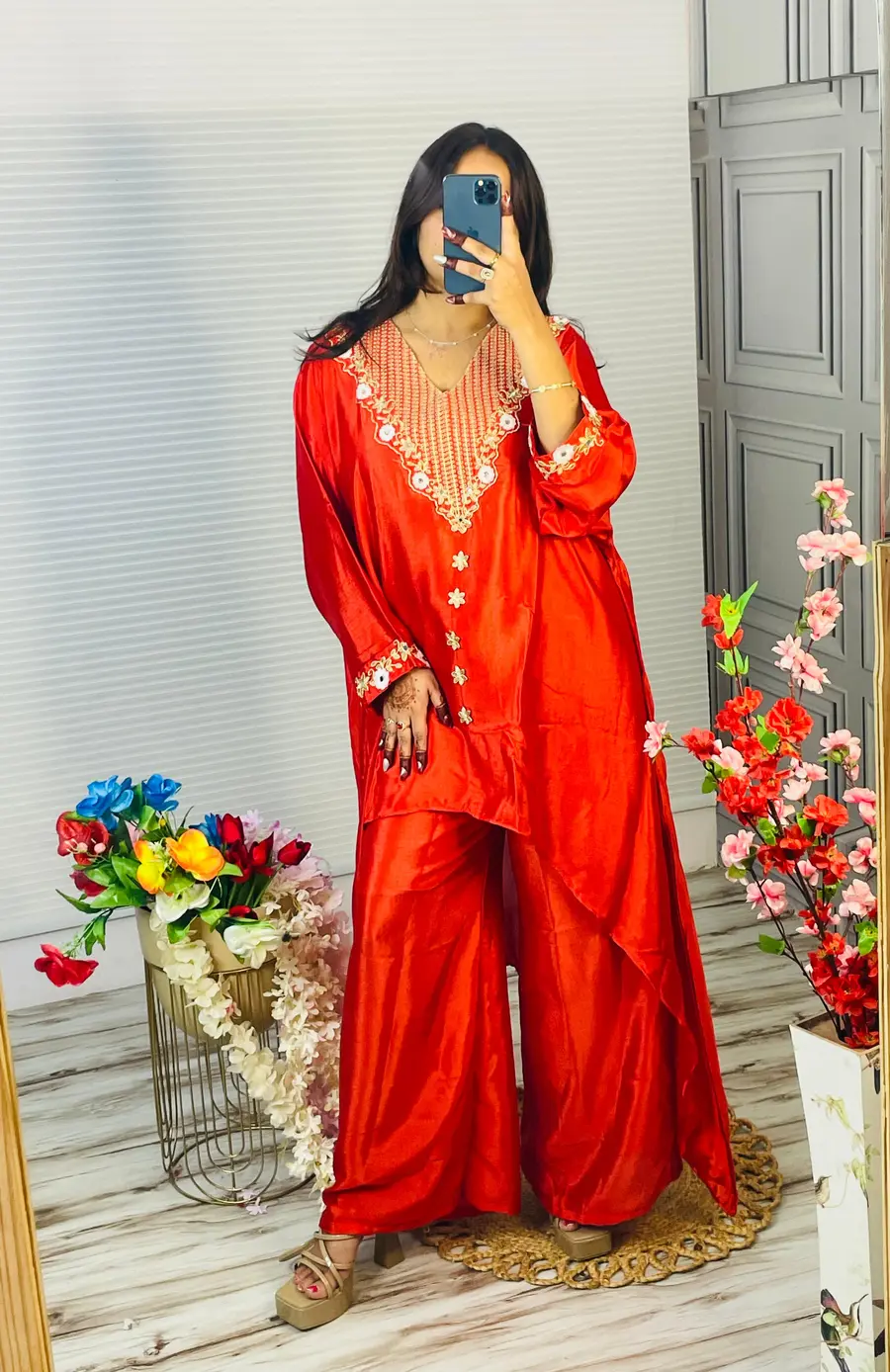 MODERN CHINON CORDED EMBROIDERY WORK CO-ORD SET PARTY WEAR WHOLESALE PRICE ETHNIC GARMENT (14)