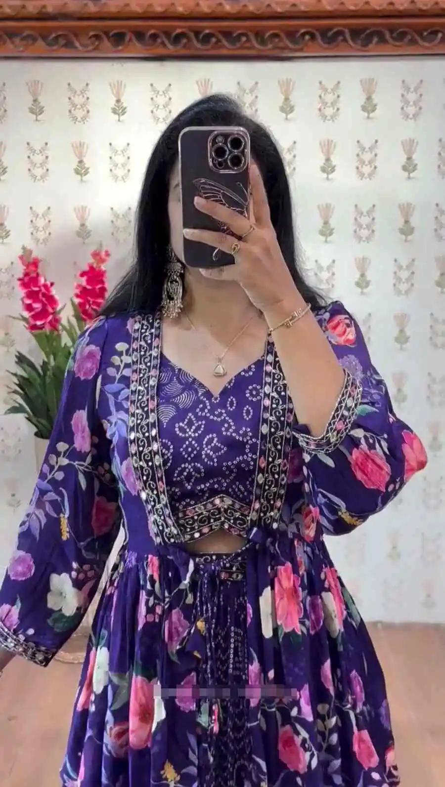 MODERN CHINON EMBROIDERY THREAD WORK LEHENGA CHOLI WITH SHRUG PARTY WEAR WHOLESALE PRICE ETHNIC GARMENT (1)