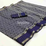 MODERN DOLA SILK ZARI WEAVING AND SEQUENCE WORK BORDER AND KALAMKARI PRINT WORK SAREE WITH UNSTITCHED BLOUSE FESTIVE WEAR WHOLESALE PRICE ETHNIC GARMENT (7).webp