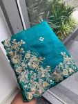 MODERN FENDY CHIFFON EMBROIDERY CUTWORK WORK AARC BORDER WORK SAREE WITH UNSTITCHED BLOUSE FESTIVE WEAR WHOLESALE PRICE ETHNIC GARMENT (9)