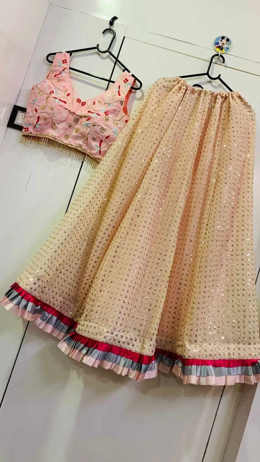 MODERN GEORGETTE SEQUENCE WORK AND FRILL BORDER WORK LEHENGA CHOLI WITH DUPATTA PARTY WEAR WHOLESALE PRICE ETHNIC GARMENT (3)