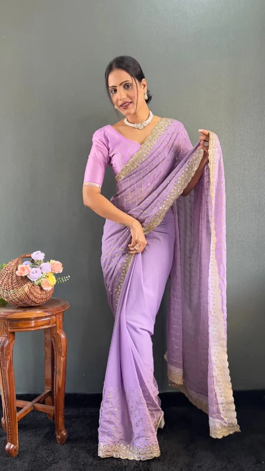 MODERN GEORGETTE SILK EMBROIDERY MULTI SEQUENCE & ARCO CUT WORK READY TO WEAR WHOLESALE PRICE ETHNIC GARMENT (10)