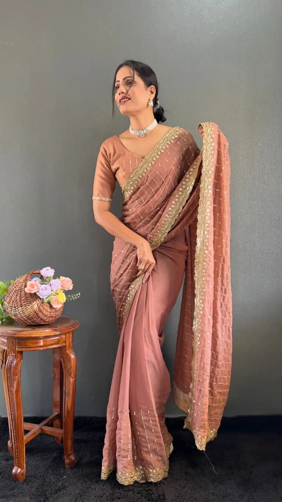 MODERN GEORGETTE SILK EMBROIDERY MULTI SEQUENCE & ARCO CUT WORK READY TO WEAR WHOLESALE PRICE ETHNIC GARMENT (17)