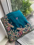 MODERN JIMMY CHOO EMBROIDERY SEQUANCE WITH CUTWORK BORDER WORK SAREE WITH UNSTITCHED BLOUSE PARTY WEAR WHOLESALE PRICE ETHNIC GARMENT (5)