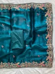 MODERN JIMMY CHOO EMBROIDERY SEQUANCE WITH CUTWORK BORDER WORK SAREE WITH UNSTITCHED BLOUSE PARTY WEAR WHOLESALE PRICE ETHNIC GARMENT (5)