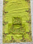 MODERN JIMMY CHOO EMBROIDERY SEQUANCE WITH CUTWORK BORDER WORK SAREE WITH UNSTITCHED BLOUSE WEDDING WEAR WHOLESALE PRICE ETHNIC GARMENT (7)
