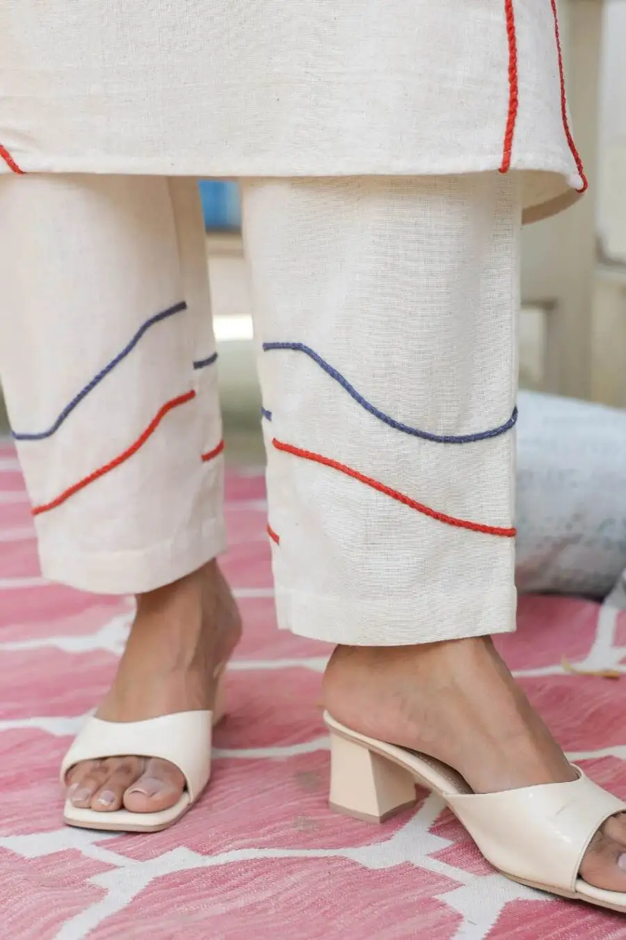 MODERN KHADI EMBROIDERY THREAD WORK CO-ORD SET FESTIVE WEAR WHOLESALE PRICE ETHNIC GARMENT (5)