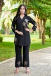 MODERN RAYON MULTI EMBROIDERY THREAD WORK CO-ORD SET BLACK