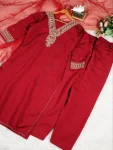 MODERN ROMAN SILK EMBROIDERY WORK TOP BOTTOM WITH DUPATTA FESTIVE WEAR WHOLESALE PRICE ETHNIC GARMENT (5)