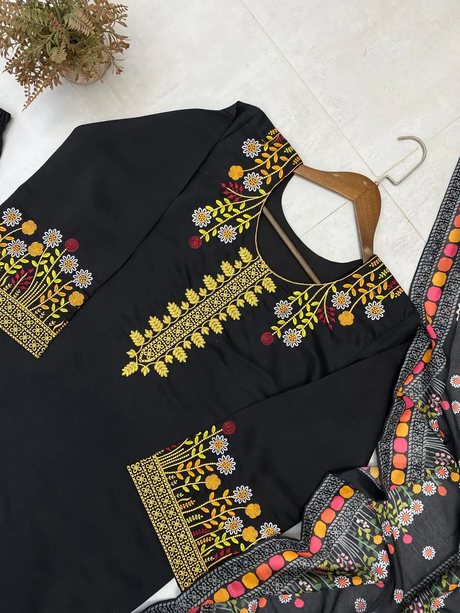 MODERN ROMAN SILK EMBROIDERY WORK TOP PALAZZO WITH DUPATTA FESTIVE WEAR WHOLESALE PRICE ETHNIC GARMENT (2)
