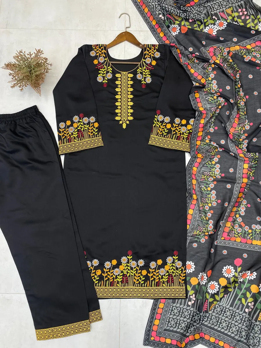 MODERN ROMAN SILK EMBROIDERY WORK TOP PALAZZO WITH DUPATTA FESTIVE WEAR WHOLESALE PRICE ETHNIC GARMENT (7)