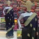 MODERN SANA SILK EMBROIDERY WITH PEARL DIAMOND WORK SAREE WITH UNSTITCHED BLOUSE WEDDING WEAR WHOLESALE PRICE ETHNIC GARMENT (5)