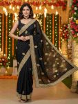 MODERN SANA SILK EMBROIDERY WITH PEARL DIAMOND WORK SAREE WITH UNSTITCHED BLOUSE WEDDING WEAR WHOLESALE PRICE ETHNIC GARMENT (5)