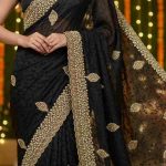 MODERN SANA SILK EMBROIDERY WITH PEARL DIAMOND WORK SAREE WITH UNSTITCHED BLOUSE WEDDING WEAR WHOLESALE PRICE ETHNIC GARMENT (5)