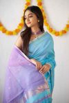 NEW ARRIVAL LILEN SLAB WEAVING WORK SAREE WITH UNSTITCHED BLOUSE FESTIVE WEAR WHOLESALE PRICE ETHNIC GARMENT (4)