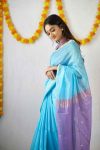 NEW ARRIVAL LILEN SLAB WEAVING WORK SAREE WITH UNSTITCHED BLOUSE FESTIVE WEAR WHOLESALE PRICE ETHNIC GARMENT (4)