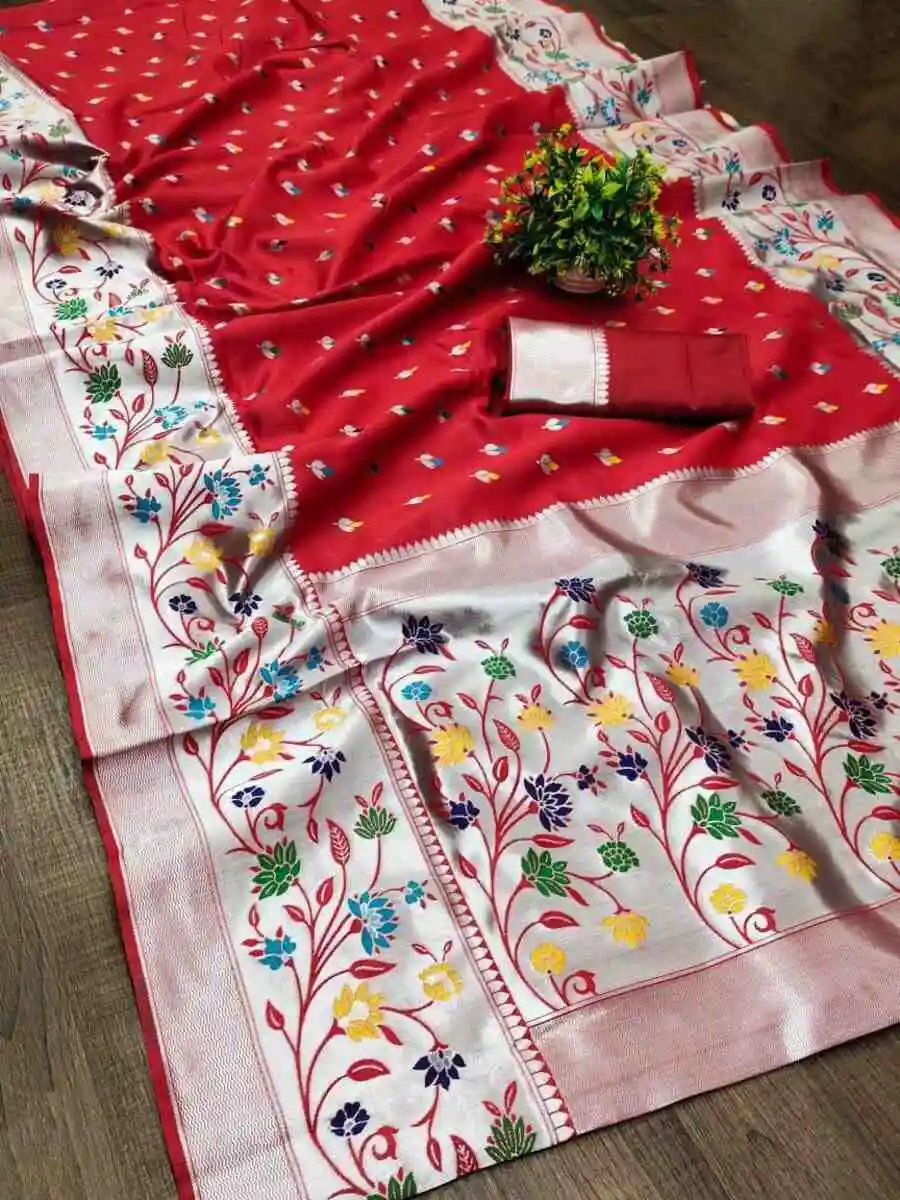 NEW ARRIVAL PAITHANI SILK WEAVING WORK SAREE WITH UNSTITCHED BLOUSE FESTIVE WEAR WHOLESALE PRICE ETHNIC GARMENT (10)
