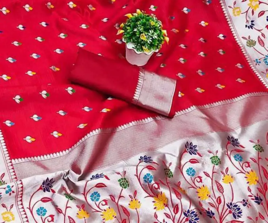 NEW ARRIVAL PAITHANI SILK WEAVING WORK SAREE WITH UNSTITCHED BLOUSE FESTIVE WEAR WHOLESALE PRICE ETHNIC GARMENT (9)